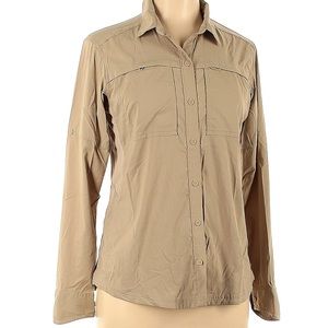 Men’s pre-loved khaki REI Sahara Solid Long-Sleeve Shirt /size M